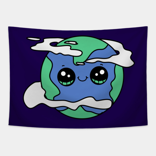 Cute Earth with Clouds Tapestry by HolidayBug