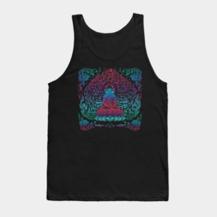 Colorful Buddha on Lotus Tank Top