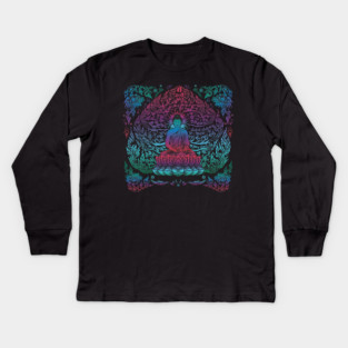 Colorful Buddha on Lotus Kids Long Sleeve T-Shirt