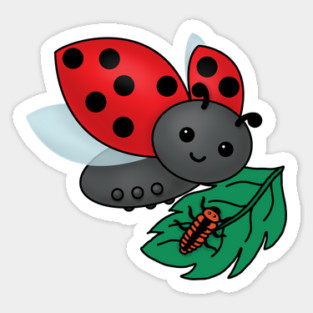 Mom Ladybug with Larvae Sticker