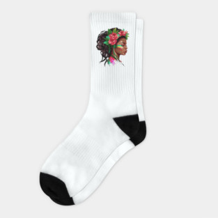 Beautiful African Woman Roses Socks