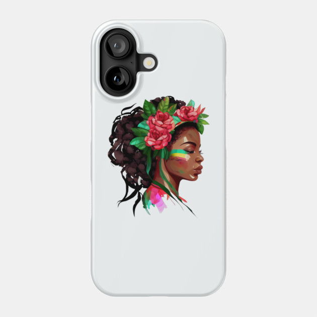 Beautiful African Woman Roses Phone Case by HolidayBug
