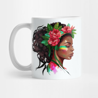 Beautiful African Woman Roses Mug