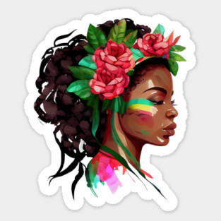 Beautiful African Woman Roses Sticker