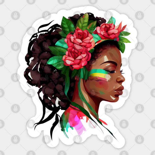 Beautiful African Woman Roses Sticker by HolidayBug