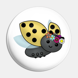 May Day Ladybug with Flower Chain Pin