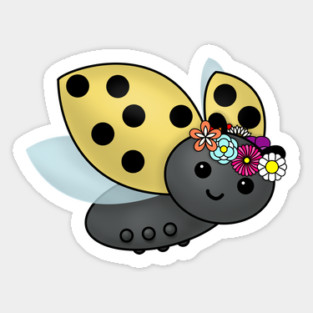 May Day Ladybug with Flower Chain Sticker