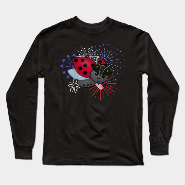 July 4th Minuteman Ladybug Long Sleeve T-Shirt by HolidayBug