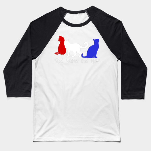 Red, White, And Mew July 4th Cats Baseball T-Shirt by HolidayBug