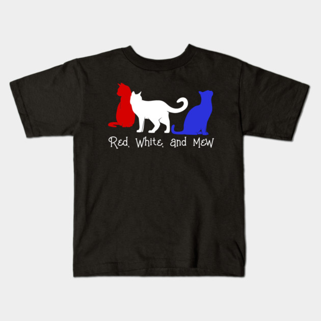 Red, White, And Mew July 4th Cats Kids T-Shirt by HolidayBug