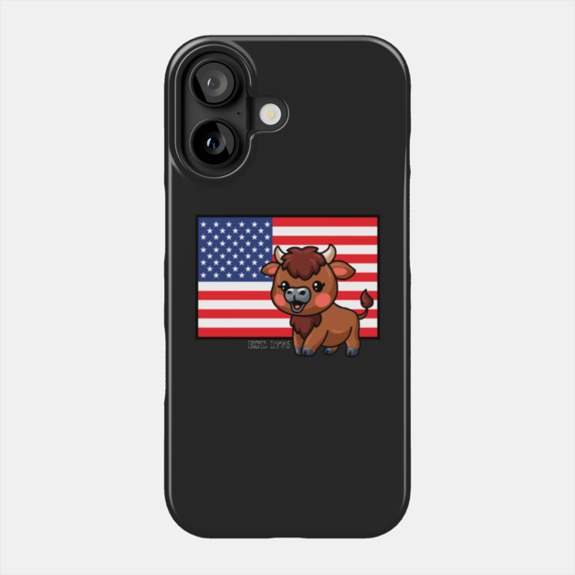 USA Flag with Bison EST 1776 Phone Case by HolidayBug