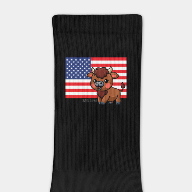 USA Flag with Bison EST 1776 by HolidayBug