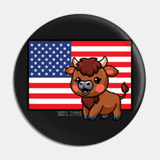USA Flag with Bison EST 1776 Pin