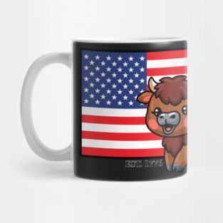 USA Flag with Bison EST 1776 Mug