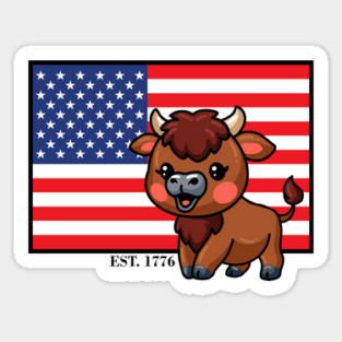 USA Flag with Bison EST 1776 Sticker