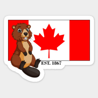 Canada Day Est. 1867 Flag and Beaver Sticker