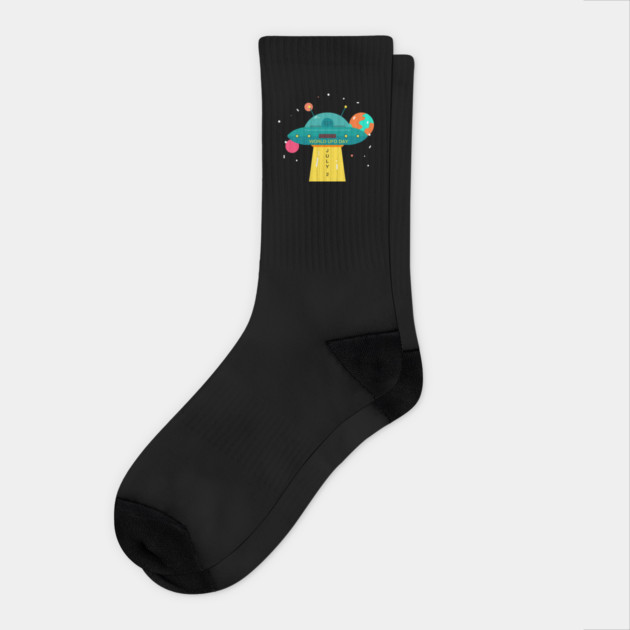 World UFO Day, cartoon Socks by HolidayBug