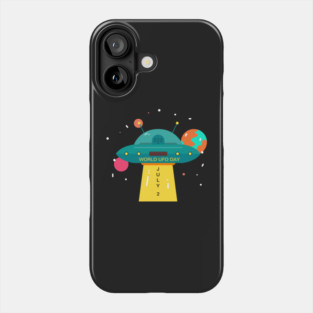 World UFO Day, cartoon Phone Case