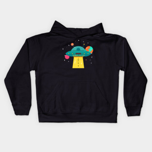World UFO Day, cartoon Kids Hoodie
