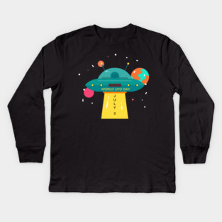 World UFO Day, cartoon Kids Long Sleeve T-Shirt