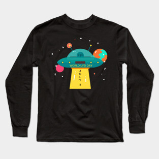 World UFO Day, cartoon Long Sleeve T-Shirt