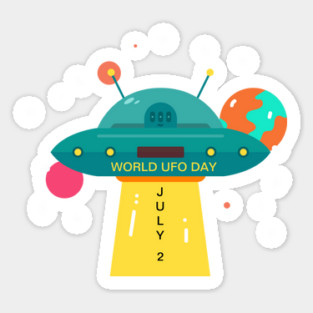 World UFO Day, cartoon Sticker