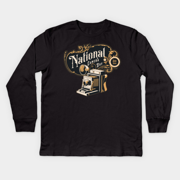 National Camera Day, vintage camera Kids Long Sleeve T-Shirt by HolidayBug