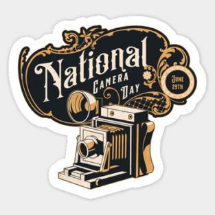 National Camera Day, vintage camera Sticker