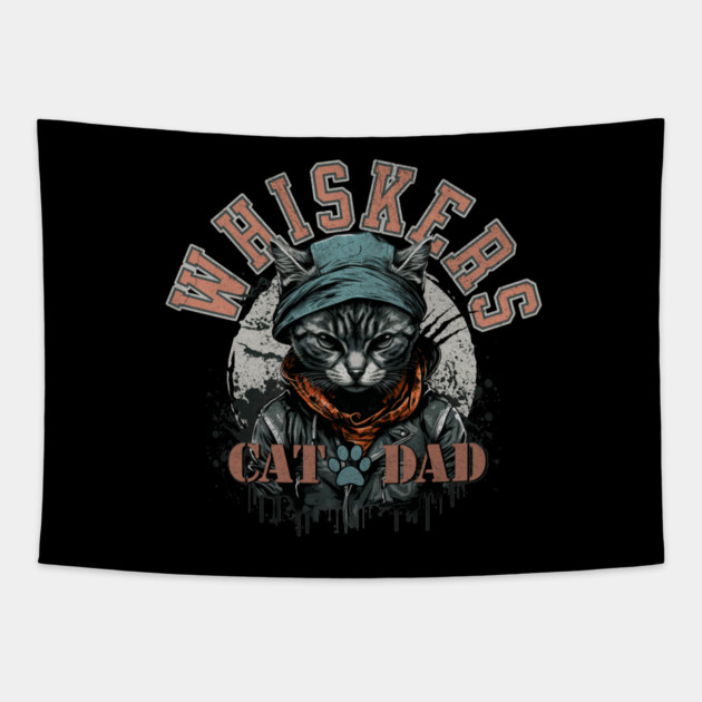 Grunge Cat Dad Tapestry by HolidayBug