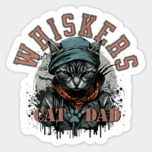 Grunge Cat Dad Sticker