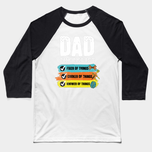 Grunge Funny Dad Checklist Baseball T-Shirt by HolidayBug