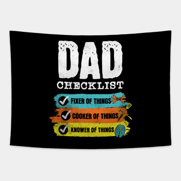 Grunge Funny Dad Checklist Tapestry by HolidayBug