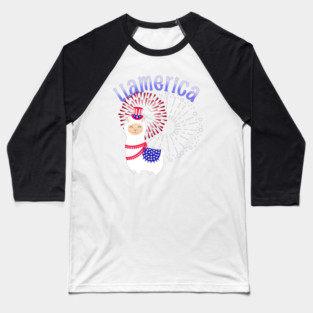 Llama American July 4th Baseball T-Shirt