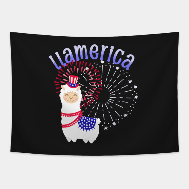 Llama American July 4th Tapestry by HolidayBug