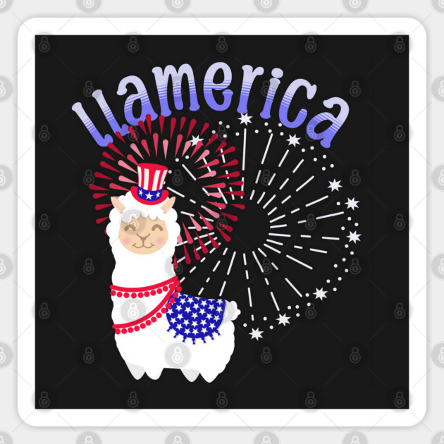 Llama American July 4th Sticker by HolidayBug