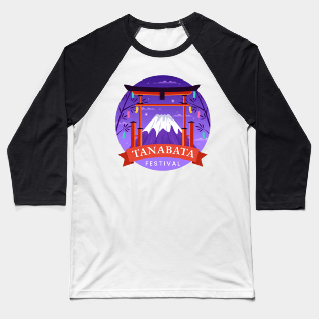 Tanabata Mt Fuji Baseball T-Shirt by HolidayBug