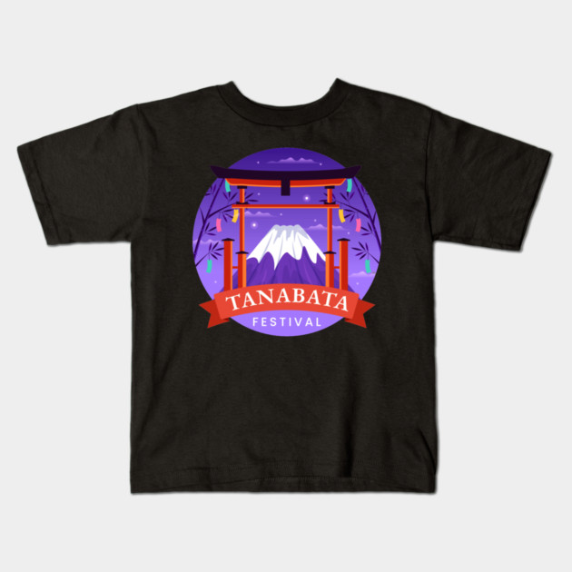 Tanabata Mt Fuji Kids T-Shirt by HolidayBug