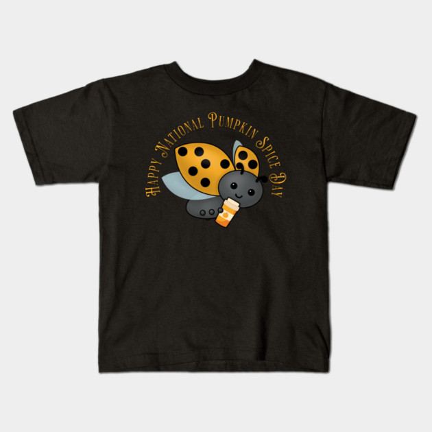 Pumpkin Spice Ladybug Kids T-Shirt by HolidayBug