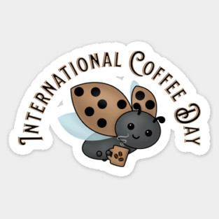 International Coffee Day Ladybug Sticker