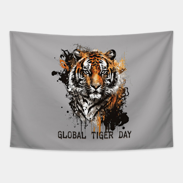 Global Tiger Day, grunge tiger Tapestry by HolidayBug