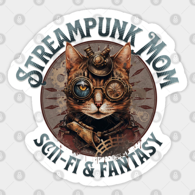 Steampunk Mom Cat Sticker by HolidayBug