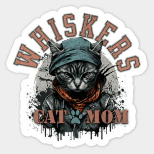 Grunge Cat Mom Sticker