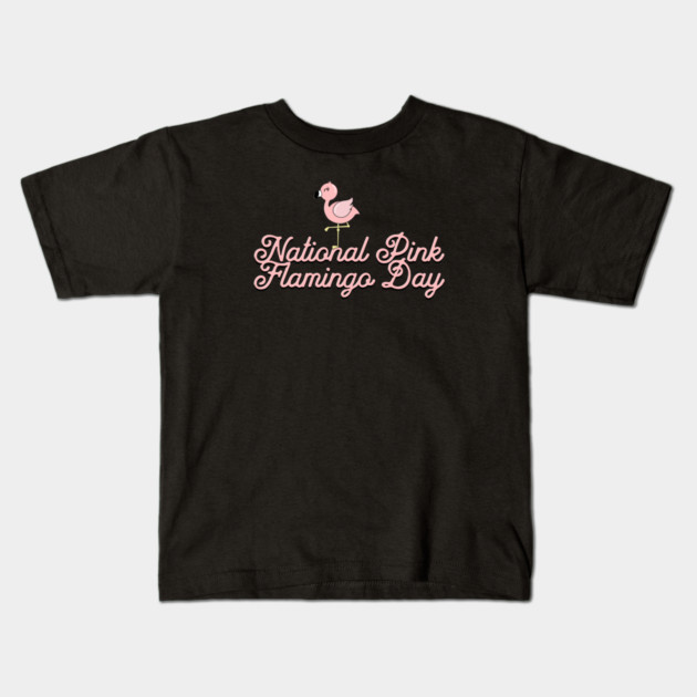 National Pink Flamingo Day, cute cartoon flamingo Kids T-Shirt by HolidayBug