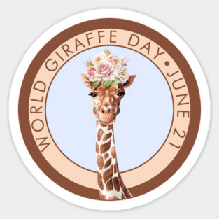 World Giraffe Day, watercolor giraffe roses Sticker