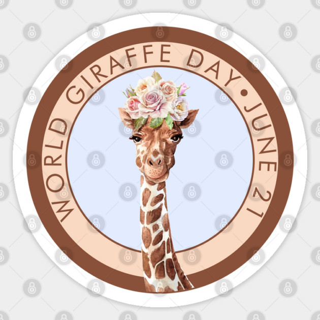World Giraffe Day, watercolor giraffe roses Sticker by HolidayBug