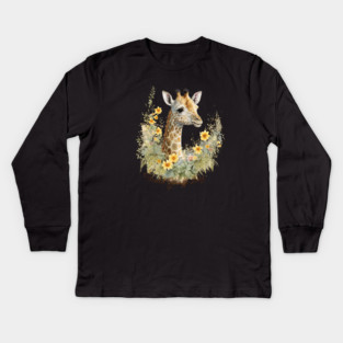 World Giraffe Day, watercolor giraffe Kids Long Sleeve T-Shirt