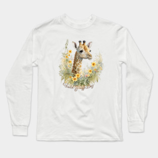 World Giraffe Day, watercolor giraffe Long Sleeve T-Shirt