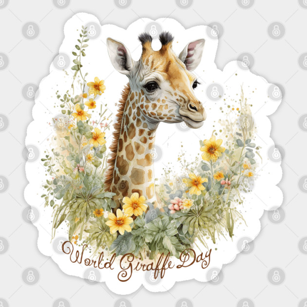 World Giraffe Day, watercolor giraffe Sticker by HolidayBug