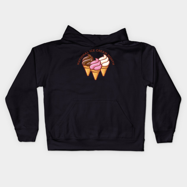 National Ice Cream Month Kids Hoodie by HolidayBug