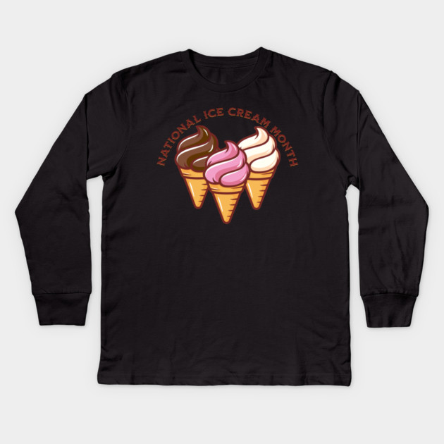 National Ice Cream Month Kids Long Sleeve T-Shirt by HolidayBug